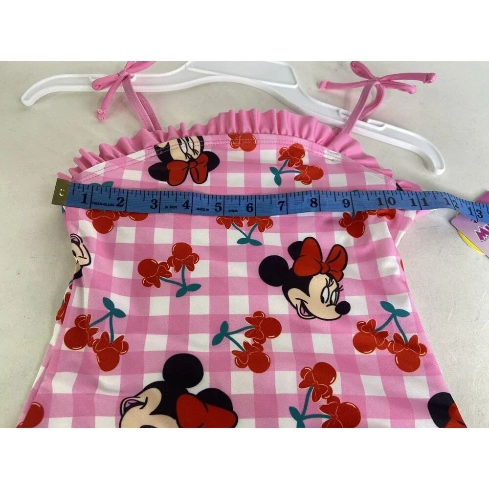 Disney Minnie Mouse Cherry Gingham One Piece Swimsuit Swimwear Girls Size 5